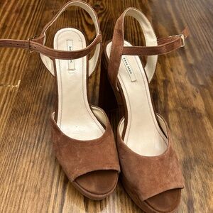 Zara Tan Suede Heels